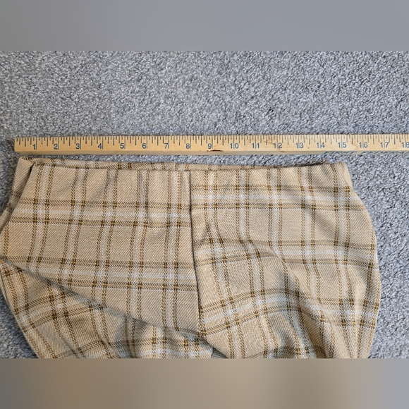 LaLa Land Polyester Flare Plaid Neutral Pant  Women's Large Boho Coastal Grandma - Picture 5 of 7